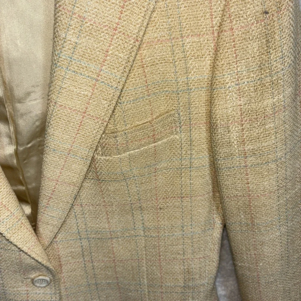 Vtg Country Britches Women Coat Size pit to pit 34Plaid Beige‎